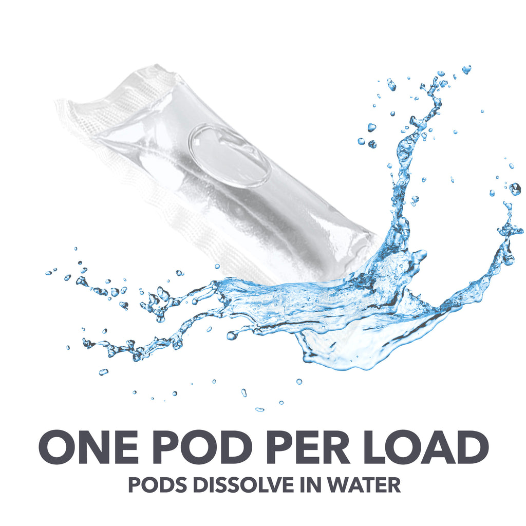 Podsy Pure Laundry Detergent Pods. One pod per load. Pods dissolve in water.